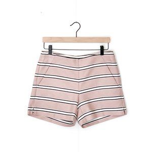 LOFT pink white striped high rise cotton shorts 2
